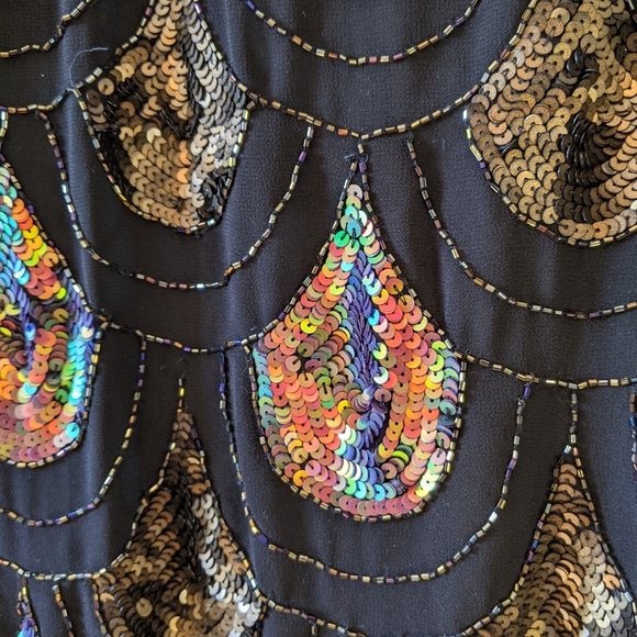 Suzy Shier Peacock Feather Sequin Dress - Picture 2 of 5